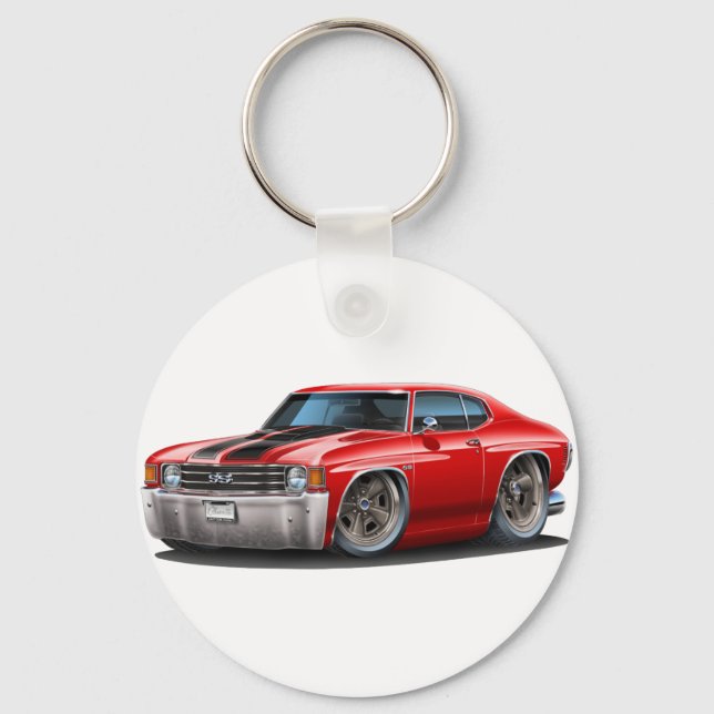 1971-72 Chevelle Red-Black Car Key Ring (Front)