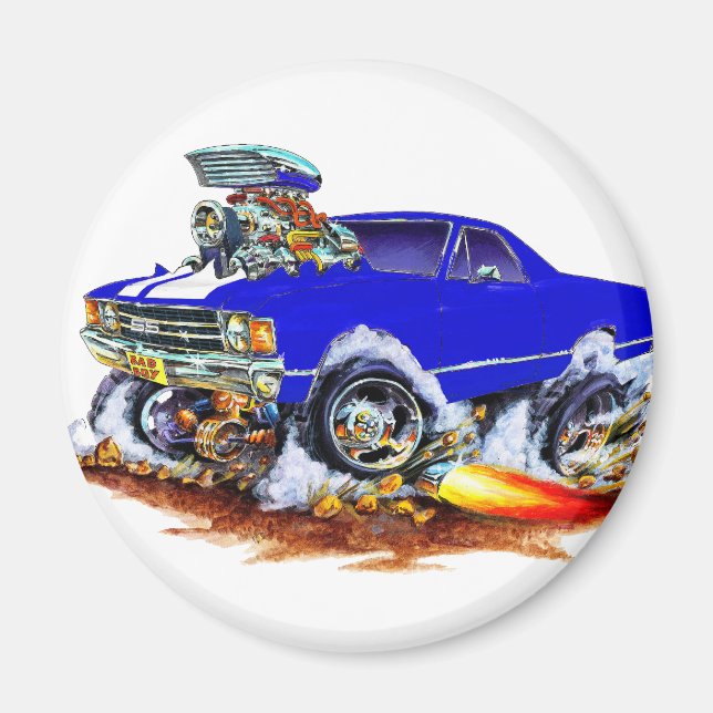 1971-72 El Camino Blue-White 4x4 Monster Truck Magnet (Front)