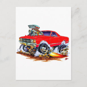 1971-72 El Camino Red 4x4 Monster Truck Postcard