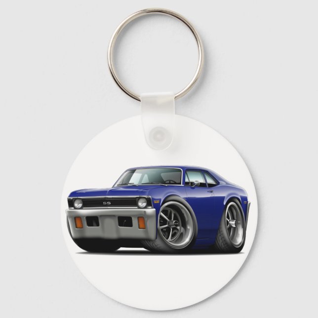 1971-72 Nova Dark Blue Car Key Ring (Front)