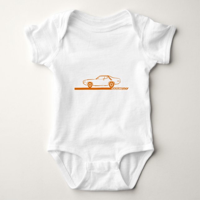 1971-72 Roadrunner Orange Car Baby Bodysuit (Front)