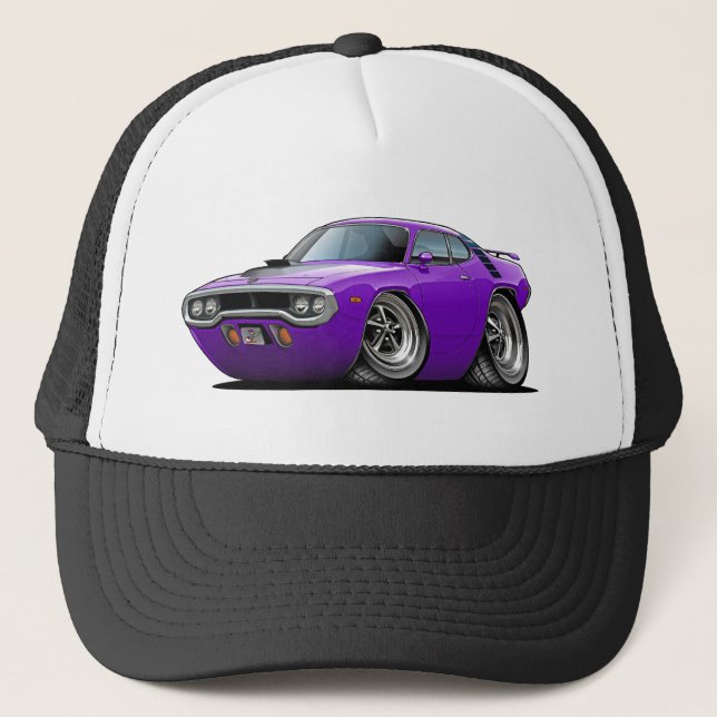 1971-72 Roadrunner Purple-Black Car Trucker Hat (Front)