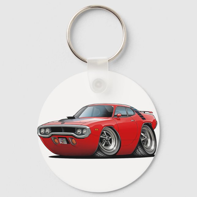 1971-72 Roadrunner Red-Black Car Key Ring (Front)