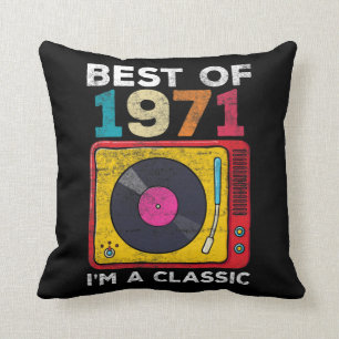 1971 Born Vintage 50th Birthday Vinyls Classic Mus Cushion