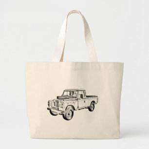 1971 Land Rover Pick up Truck Illustration Large Tote Bag