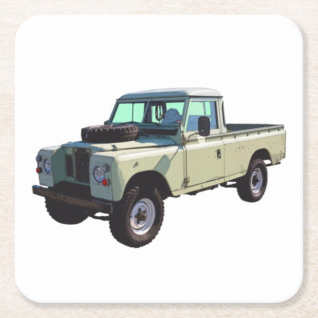 1971 Land Rover Pickup Truck Square Paper Coaster (Front)