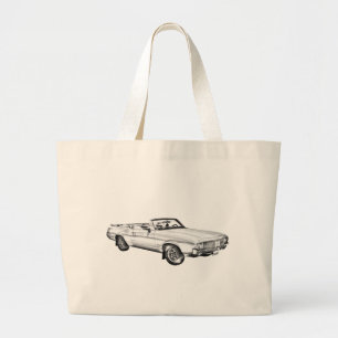 1971 Oldsmobile Cutlass Supreme Car Illustration Large Tote Bag