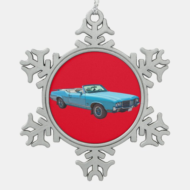 1971 Oldsmobile Cutlass Supreme Muscle Car Snowflake Pewter Christmas Ornament (Front)