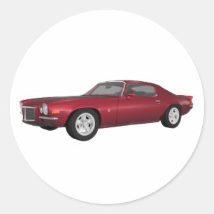 1972 Camaro: Muscle Car: Candy Apple Finish: Classic Round Sticker