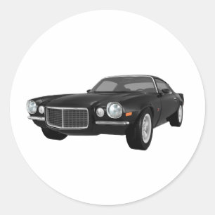 1972 Camaro Z28: Muscle Car: Black Finish Classic Round Sticker