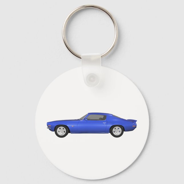 1972 Camaro Z28: Muscle Car: Blue Finish: Key Ring (Front)