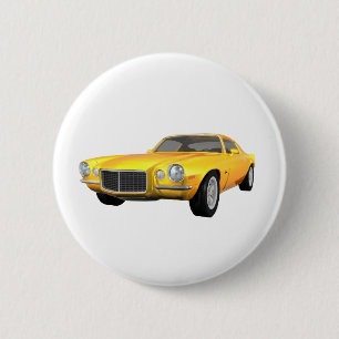 1972 Camaro Z28: Muscle Car: Yellow Finish: 6 Cm Round Badge