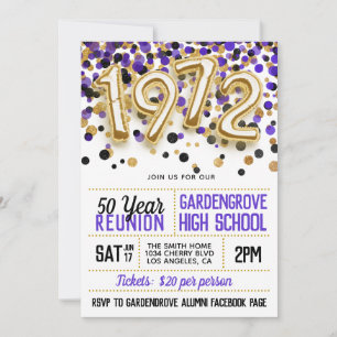 1972 High School College Reunion Invitation