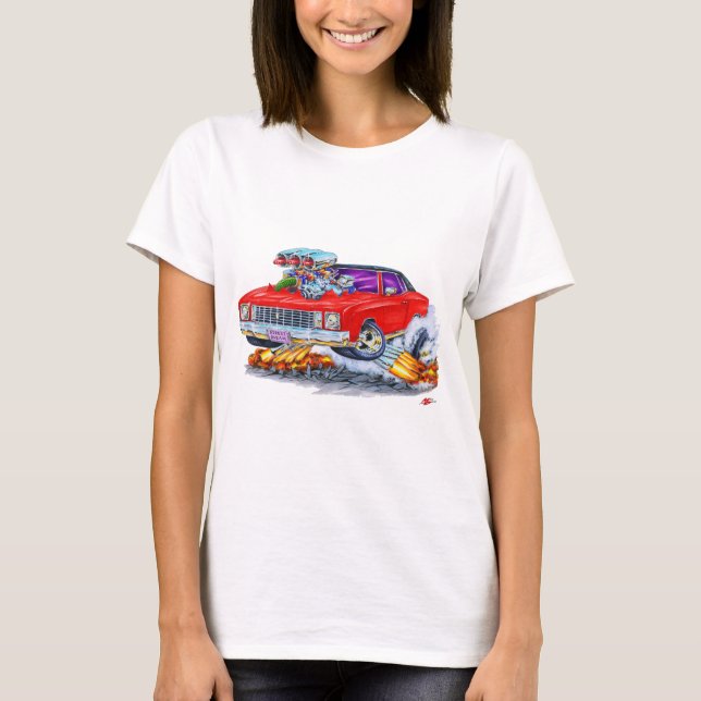 1972 Monte Carlo Red Car T-Shirt (Front)