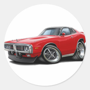 1973-74 Charger Red-Black SE Car Classic Round Sticker