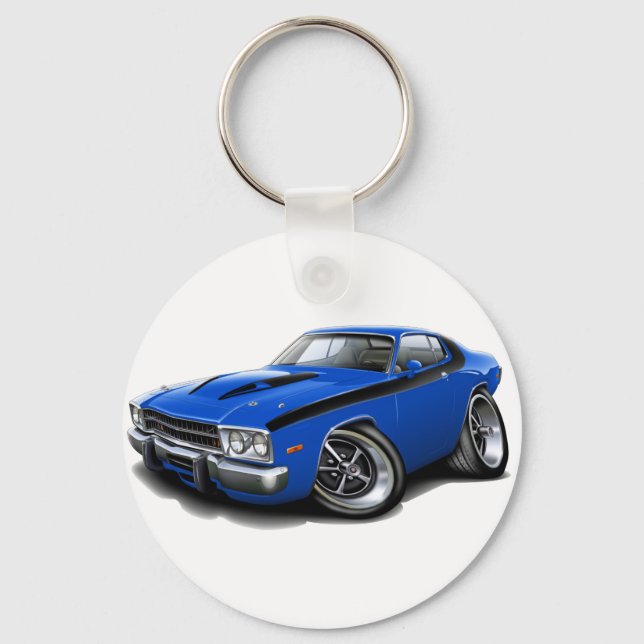 1973-74 Roadrunner Blue-Black Car Key Ring (Front)