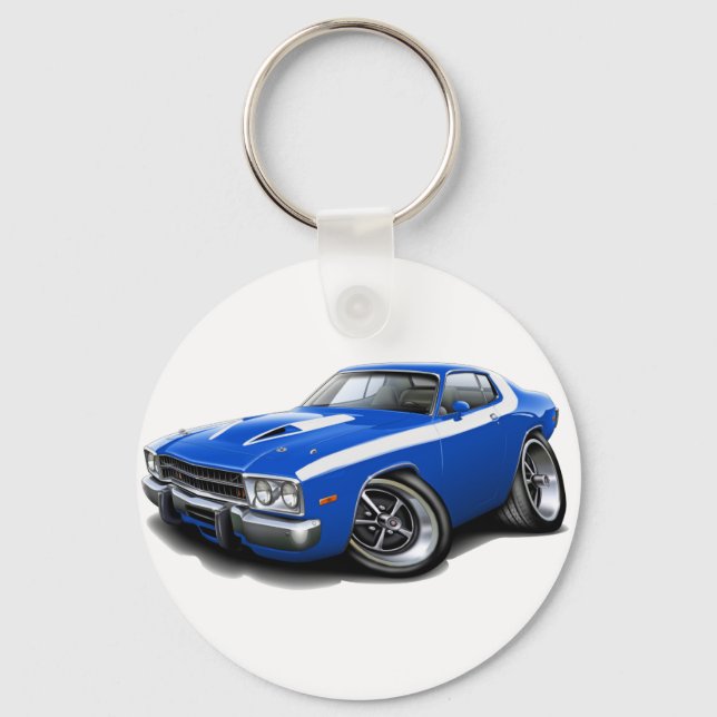 1973-74 Roadrunner Blue-White Car Key Ring (Front)