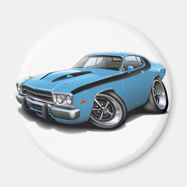 1973-74 Roadrunner Lt Blue-Black Car Magnet (Front)