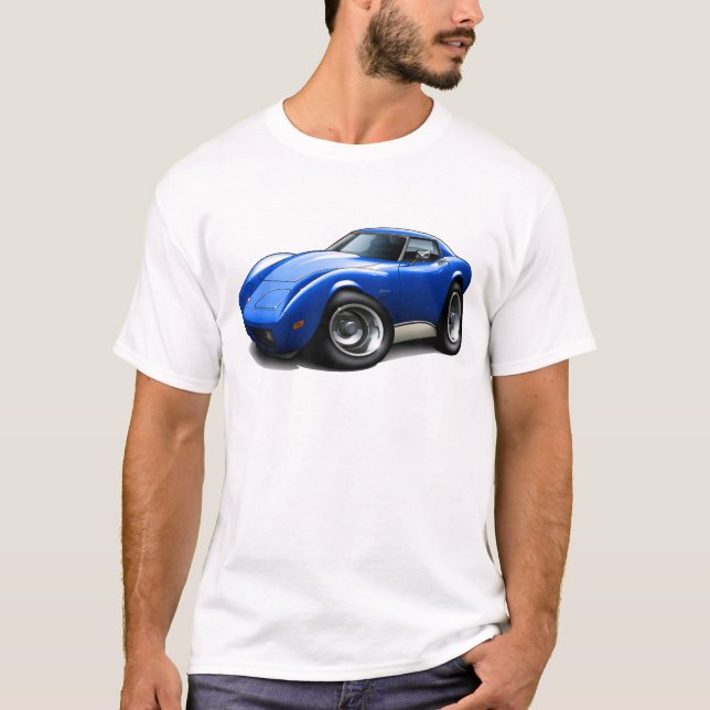 1973-76 Corvette Blue Car T-Shirt (Front)