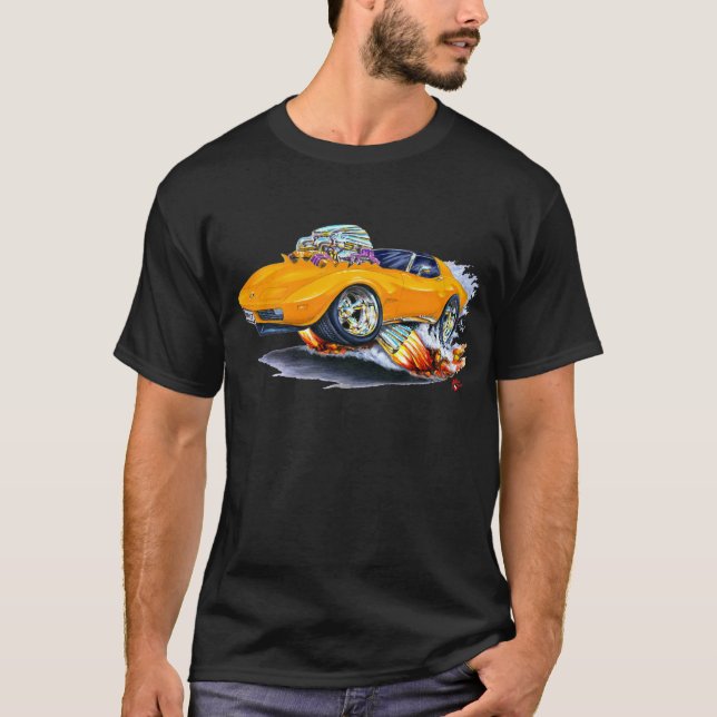 1973-76 Corvette Orange Car T-Shirt (Front)