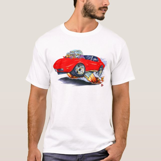 1973-76 Corvette Red Car T-Shirt (Front)