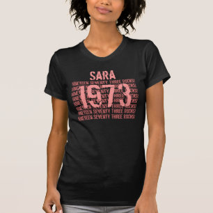 1973 or Any Year 50th Birthday Gift Custom Black T-Shirt