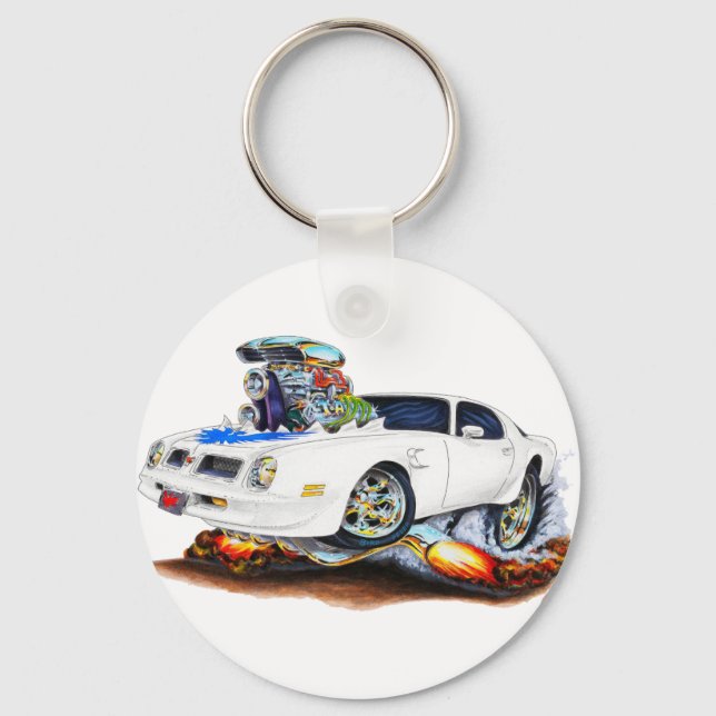 1974-76 Trans Am White-Blue Car Key Ring (Front)