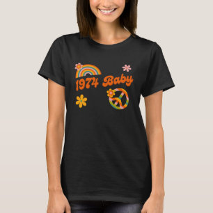 1974 Baby Retro Flowers Peace Sign Groovy Hippie C T-Shirt