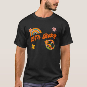 1974 Baby Retro Flowers Peace Sign Groovy Hippie C T-Shirt