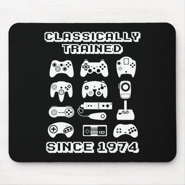 1974 Old School Video Game Theme Birthday Gift Men Mouse Pad (Front)