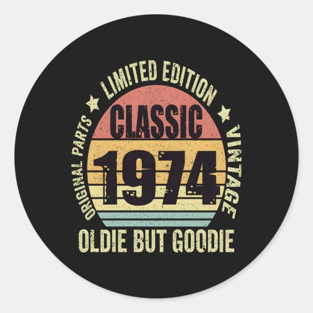 1974 Oldie But Ie 49Th Classic Round Sticker (Front)