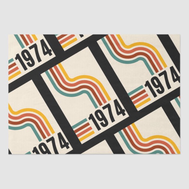 1974 Retro Vintage Poster 50th Birthday Tissue Paper (Front)