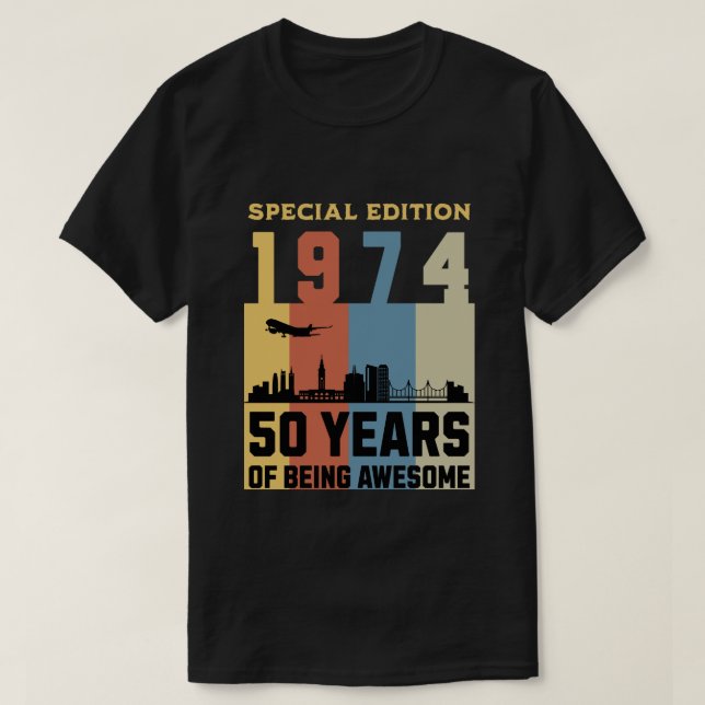 1974 Special Edition 50 Years Of Being Awesome T-Shirt (Design Front)