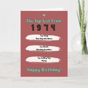 1974 Top List Birthday Card