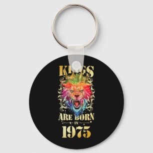 1975 Born King Crown Lion Birthday Quote Key Ring