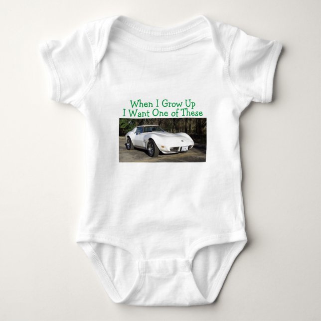 1975 Corvette When I Grow Up Baby T-Shirt Baby Bodysuit (Front)