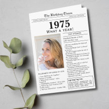 1975 Newspaper Birthday card