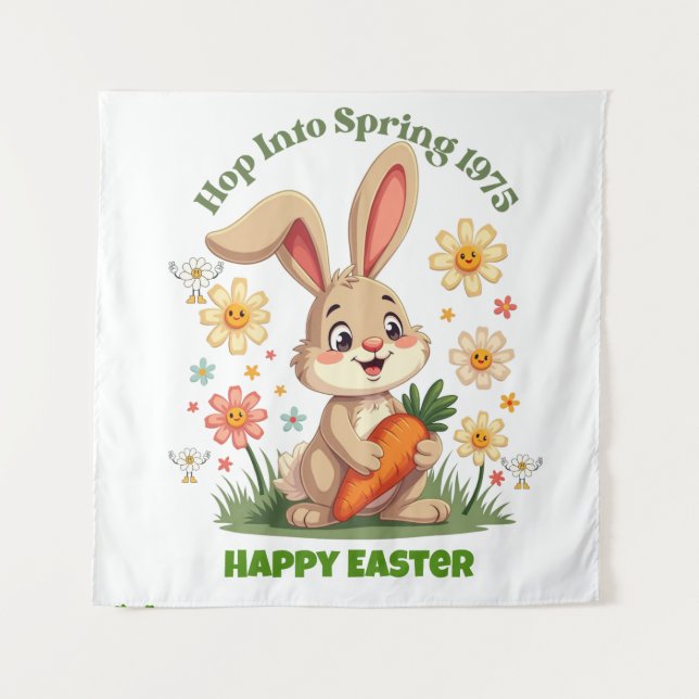 1975 Retro Spring Bunny  Tapestry (Front)
