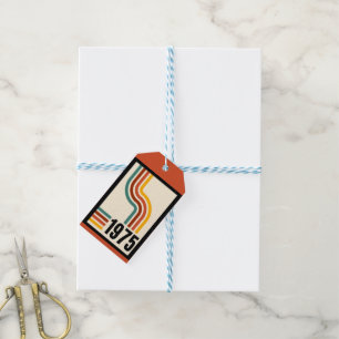 1975 Retro Stripe Rainbow Vintage Poster Gift Tags