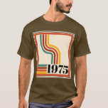 1975 Retro Stripe Vintage 50th Birthday Colourful T-Shirt<br><div class="desc">.: 1975 .: Retro Styling with rainbow of retro stripes and vintage style text .: Coordinating products available .: Other years available in my store as well Celebrate a milestone in style with our 1975 retro stripe 50th birthday t shirt. This retro dazzling design evokes nostalgia with a chic retro...</div>