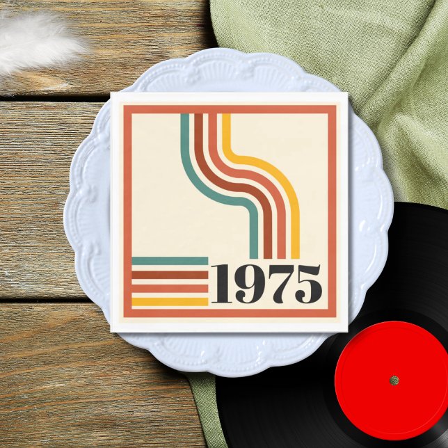 1975 Retro Stripe Vintage Orange Napkin (Creator Uploaded)