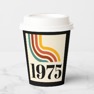1975 Vintage Retro Stripe Rainbow Paper Cups
