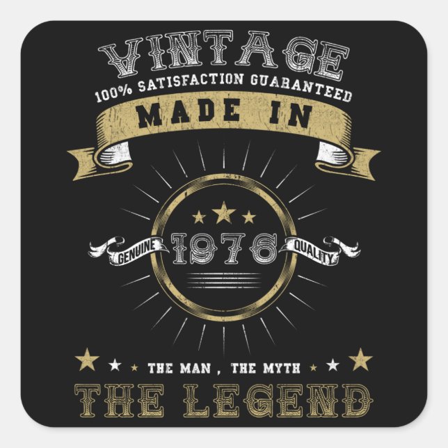 1976 Born Birthday Vintage Square Sticker (Front)