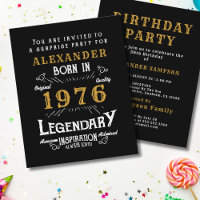 1976 Budget 50th Birthday Invitation Legend