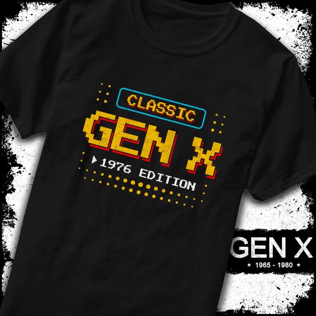 1976 Gen X Classic Retro Gamer Gaming Birthday T-Shirt (Creator Uploaded)