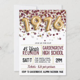 1976 High School College Reunion Invitation