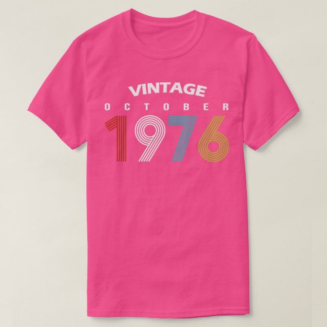 1976 October Vintage Birthday Gif T-Shirt (Design Front)