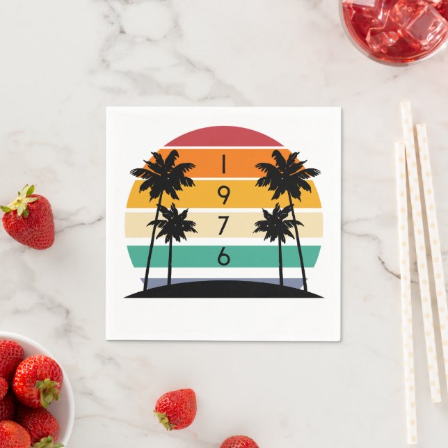 1976 Retro Stripe Sunset Vintage  Napkin (Insitu)