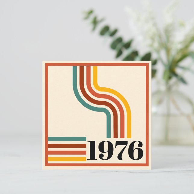 1976 Retro Stripe Vintage Poster Orange Invitation (Standing Front)