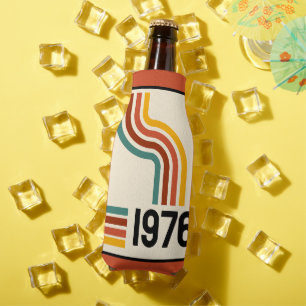 1976 Retro Stripes Vintage 50th Birthday Bottle Cooler